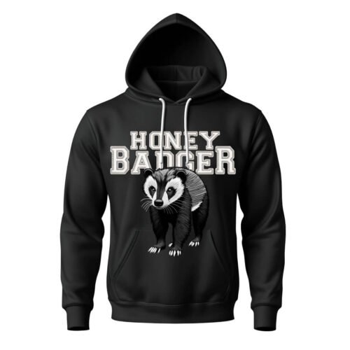 black hoodies honey badger DTG / DTF Print On Demand Hoodie Front Honey Badger (2)