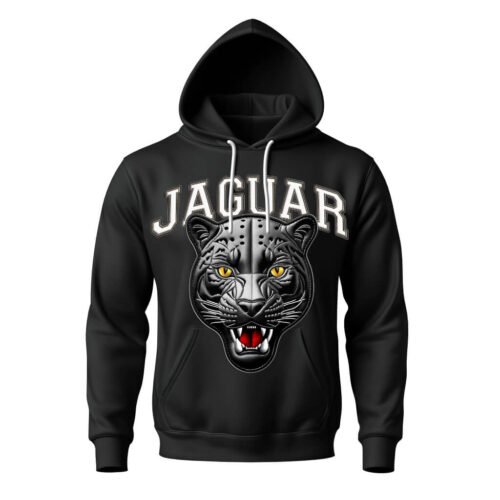 black hoodies jaguar DTG / DTF Print On Demand Hoodie Front Jaguar