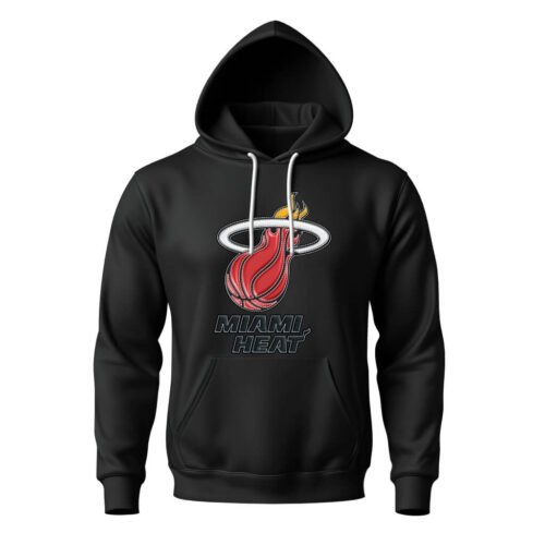 black hoodies miami heat DTG / DTF Print On Demand Hoodie Front Miami Heat