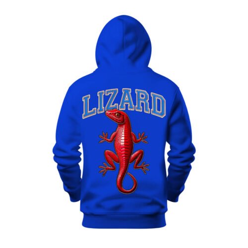 blue hoodie lizard DTG / DTF Print On Demand Hoodie Back Lizard