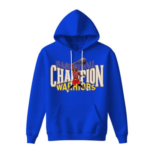 blue hoodies baskekballs jordan DTG / DTF Print On Demand Hoodie Front Champion Warriors