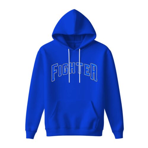 blue hoodies fighter DTG / DTF Print On Demand Hoodie Front Fighter