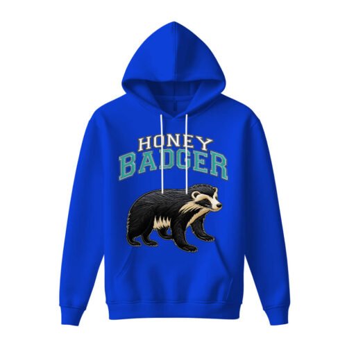 blue hoodies honey badger DTG / DTF Print On Demand Hoodie Front Honey Badger (1)