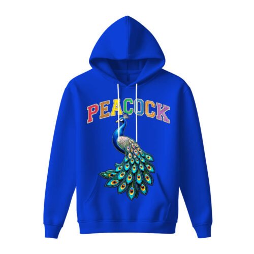 blue hoodies peacock DTG / DTF Print On Demand Hoodie Front Peacock
