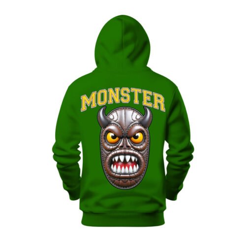 green hoodie monster DTG / DTF Print On Demand Hoodie Back Monster