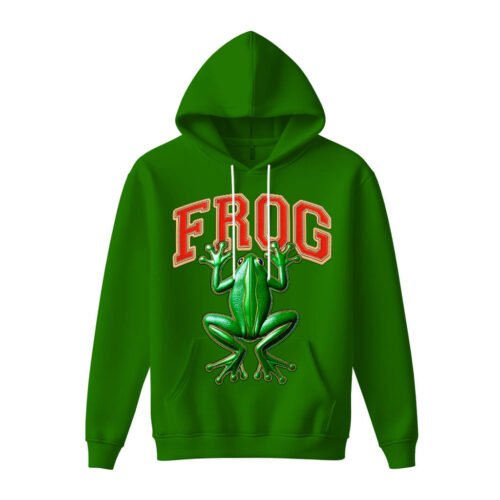 green hoodies frog DTG / DTF Print On Demand Hoodie Front Frog