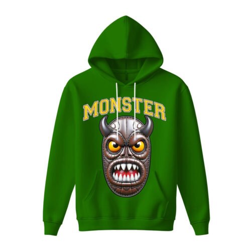 green hoodies monster DTG / DTF Print On Demand Hoodie Front Monster