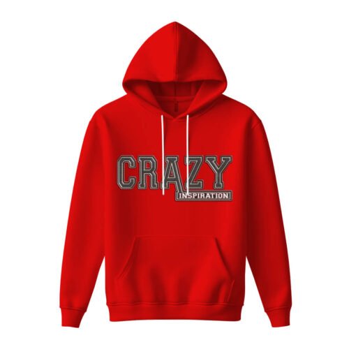 red hoodies crazy inspiration DTG / DTF Print On Demand Hoodie Front Crazy Inspiration