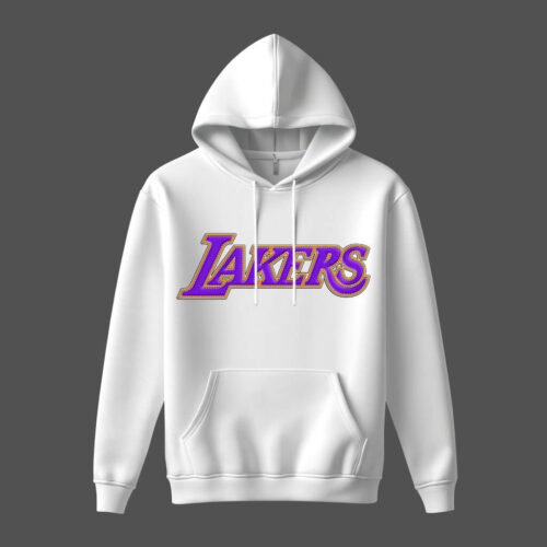 white hoodies lakers DTG / DTF Print On Demand Hoodie Front Lakers (2)
