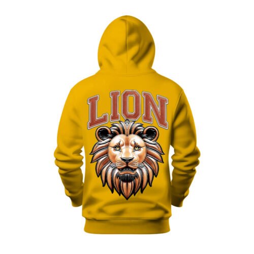 yellow hoodie lion DTG / DTF Print On Demand Hoodie Back Lion