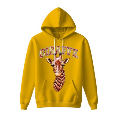 yellow hoodies giraffe DTG / DTF Print On Demand Hoodie Front Giraffe