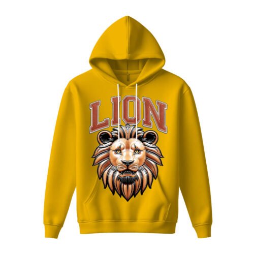 yellow hoodies lion DTG / DTF Print On Demand Hoodie Front Lion