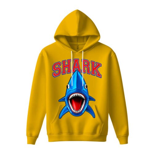 yellow hoodies shark DTG / DTF Print On Demand Hoodie Front Shark