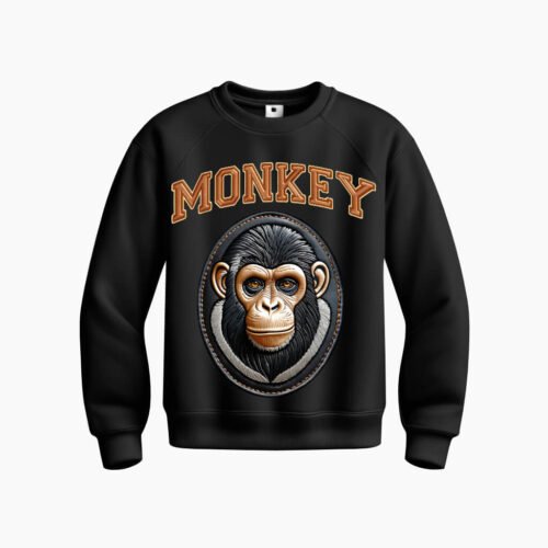 black sweatshirt monkey DTG / DTF Print On Demand Sweatshirt Monkey