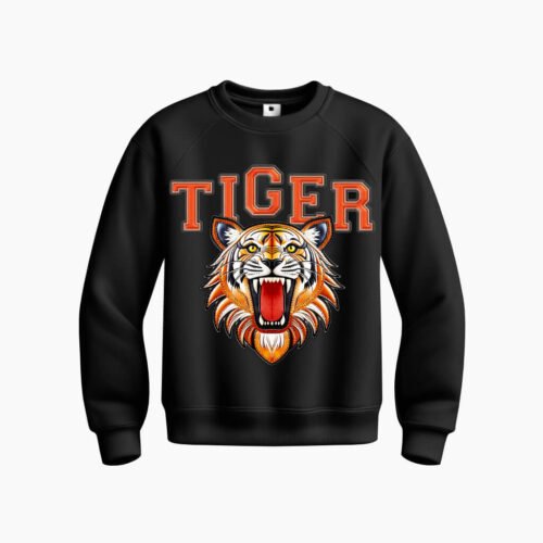 black sweatshirt tiger DTG / DTF Print On Demand Sweatshirt Tiger