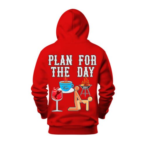 red hoodie Plan for the day DTG / DTF Print On Demand Hoodie Back Plan For The Day