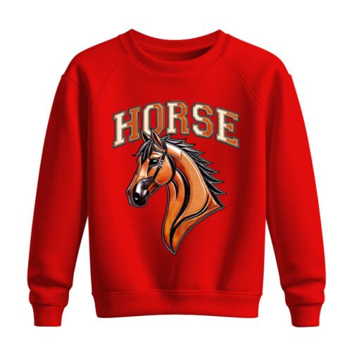 red sweatshirt horse DTG / DTF Print On Demand Sweatshirt Horse