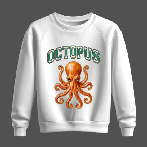 white sweatshirt octopus DTG / DTF Print On Demand Sweatshirt Octopus