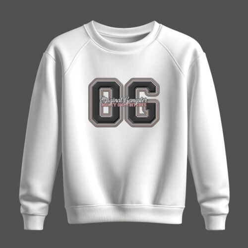 white sweatshirt original gangstar DTG / DTF Print On Demand Sweatshirt OG Original Gangster (3)