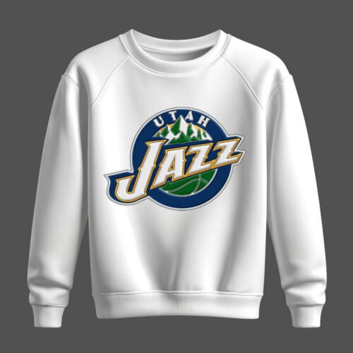 white sweatshirt utah jazz DTG / DTF Print On Demand Sweatshirt Utah Jazz