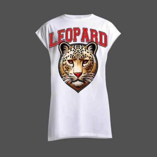 white sleeveless shirt leopard DTG / DTF Print On Demand Sleeveless Leopard