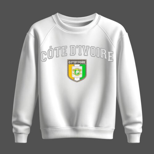 white sweatshirt, République de Côte d'Ivoire, ivory coast white sweatshirt, République de Côte d'Ivoire, ivory coast