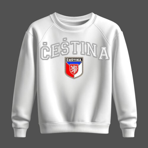 white sweatshirt, čeština, czech