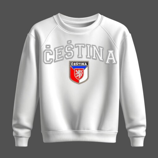 white sweatshirt, čeština, czech