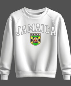 white sweatshirt, jamaica