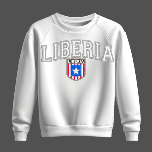 white sweatshirt, liberia white sweatshirt, liberia