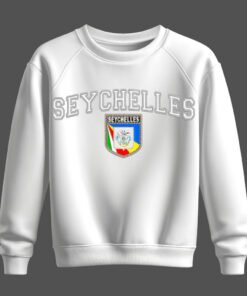 white sweatshirt, seychelles
