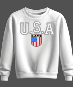 white sweatshirt, u.s.a, united state of america