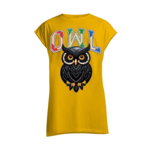 yellow sleeveless shirt owl DTG / DTF Print On Demand Sleeveless Owl
